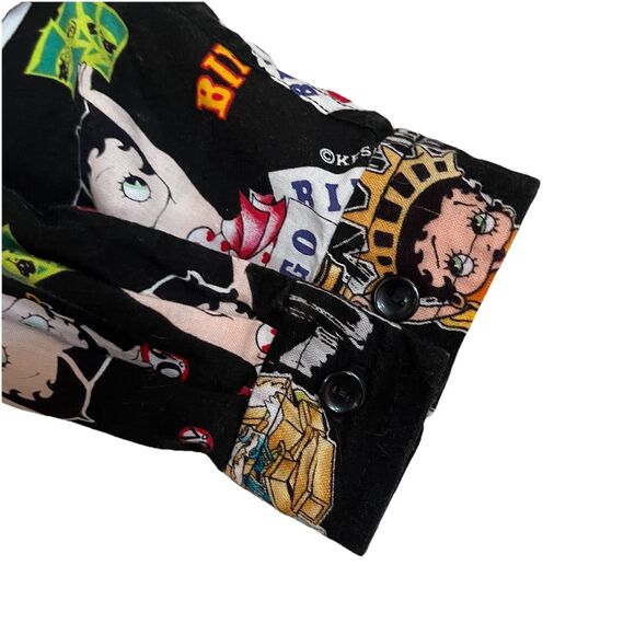VTG Betty Boop Novelty Bingo Vegas NYC Cotton Button down Long Sleeve Blouse M/L - Picture 9 of 16